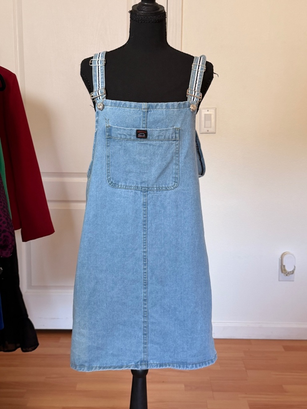 Denim Overall Dress XL Light Wash Striped Strap Pinafore Jumper